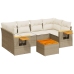 Set sofás de jardín 7 piezas y cojines ratán sintético beige