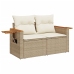 Set sofás de jardín 7 piezas y cojines ratán sintético beige