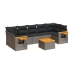 Set de sofás de jardín 8 pzas y cojines ratán sintético gris