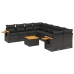 Set de sofás de jardín 8 piezas y cojines ratán sintético negro