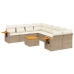 Set de sofás de jardín 9 pzas con cojines ratán sintético beige
