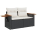 Set de muebles de jardín 5 pzas y cojines ratán sintético negro