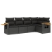 Set de muebles de jardín 5 pzas y cojines ratán sintético negro
