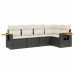 Set de muebles de jardín 5 pzas y cojines ratán sintético negro