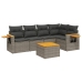 Set de muebles de jardín 6 pzas y cojines ratán sintético gris
