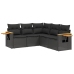Set de muebles de jardín 5 pzas y cojines ratán sintético negro