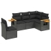Set de muebles de jardín 5 pzas y cojines ratán sintético negro