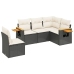 Set de muebles de jardín 5 pzas y cojines ratán sintético negro
