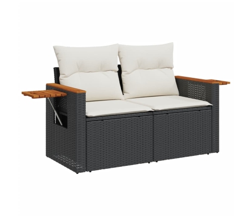Set de muebles de jardín 5 pzas y cojines ratán sintético negro