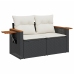 Set de muebles de jardín 5 pzas y cojines ratán sintético negro