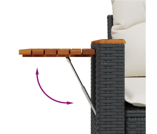 Set de muebles de jardín 5 pzas y cojines ratán sintético negro