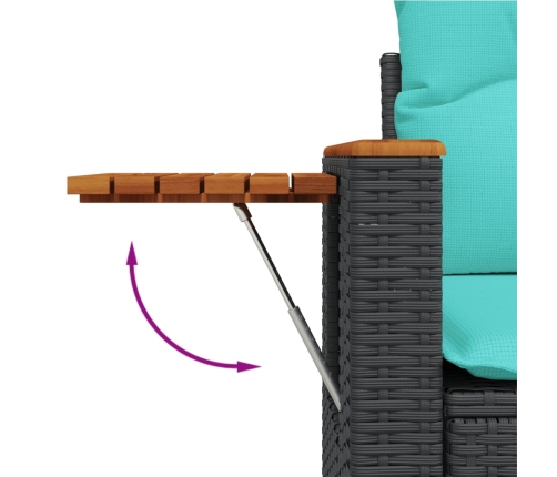 Set de sofás de jardín 6 pzas con cojines ratán sintético negro