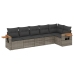Set de muebles de jardín 6 pzas y cojines ratán sintético gris
