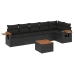Set de comedor de jardín 7 pzas y cojines ratán sintético negro