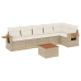 Set sofás de jardín 7 piezas y cojines ratán sintético beige