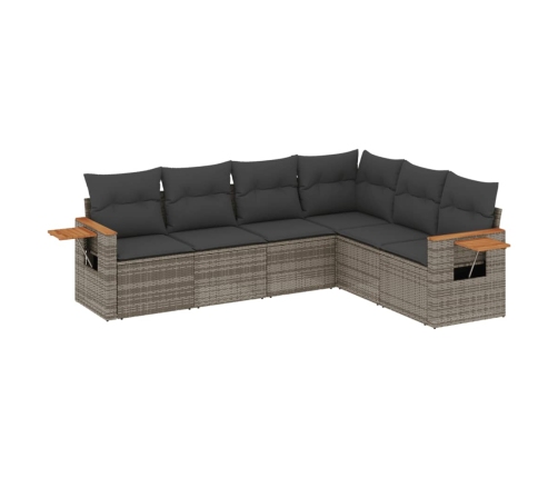 Set de muebles de jardín 6 pzas y cojines ratán sintético gris