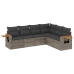 Set de muebles de jardín 6 pzas y cojines ratán sintético gris