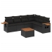 Set de comedor de jardín 7 pzas y cojines ratán sintético negro