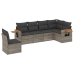 Set de muebles de jardín 6 pzas y cojines ratán sintético gris
