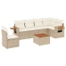 Set sofás de jardín 7 piezas y cojines ratán sintético beige