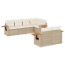 Set sofás de jardín 7 piezas y cojines ratán sintético beige