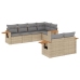 Set sofás de jardín 7 piezas y cojines ratán sintético beige