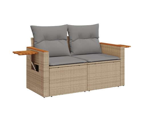 Set sofás de jardín 7 piezas y cojines ratán sintético beige