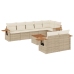 Set de sofás de jardín 9 pzas con cojines ratán sintético beige