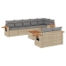Set de sofás de jardín 9 pzas con cojines ratán sintético beige