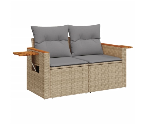 Set de sofás de jardín 9 pzas con cojines ratán sintético beige