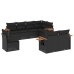 Set de sofás de jardín 8 piezas y cojines ratán sintético negro