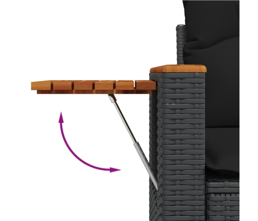 Set de sofás de jardín 8 piezas y cojines ratán sintético negro