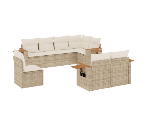 Juego de sofás de jardín con cojines beige 8 pzas ratán PE