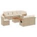 Set de sofás de jardín 9 pzas con cojines ratán sintético beige