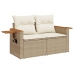 Set de sofás de jardín 9 pzas con cojines ratán sintético beige