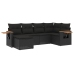 Set de sofás de jardín 6 piezas y cojines ratán sintético negro