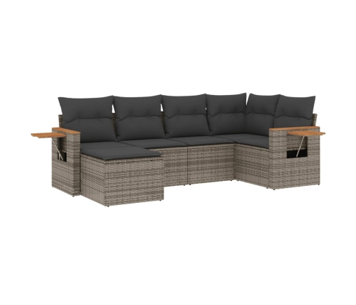 Set de muebles de jardín 6 pzas y cojines ratán sintético gris