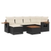 Set de comedor de jardín 7 pzas y cojines ratán sintético negro