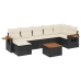 Set de sofás de jardín 8 piezas y cojines ratán sintético negro