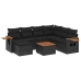 Set de sofás de jardín 8 piezas y cojines ratán sintético negro