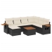 Set de sofás de jardín 8 piezas y cojines ratán sintético negro