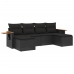 Set de sofás de jardín 6 piezas y cojines ratán sintético negro
