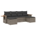 Set de muebles de jardín 6 pzas y cojines ratán sintético gris