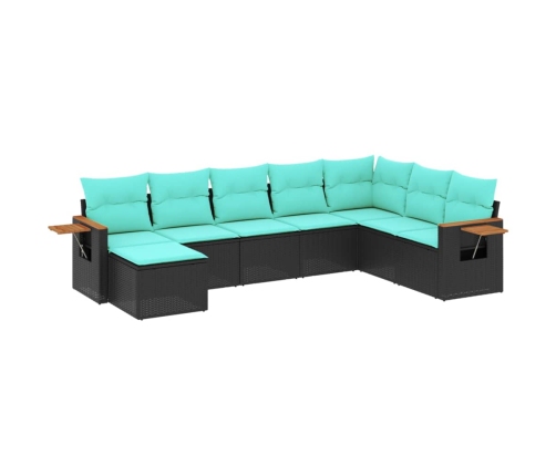 Set de sofás de jardín 8 pzas con cojines ratán sintético negro