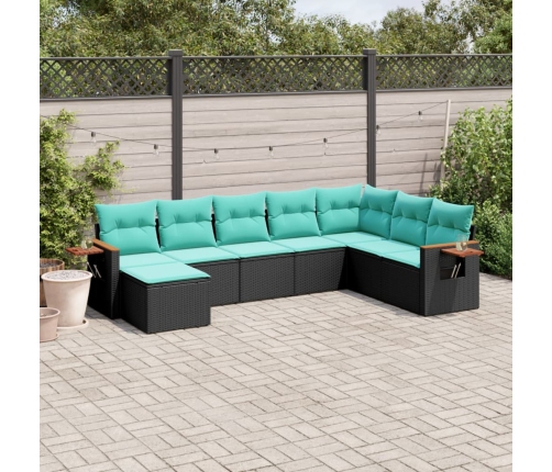 Set de sofás de jardín 8 pzas con cojines ratán sintético negro