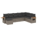 Set de sofás de jardín 8 pzas y cojines ratán sintético gris