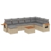 Set de sofás de jardín 9 pzas con cojines ratán sintético beige
