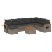 Set de muebles de jardín 9 pzas y cojines ratán sintético gris