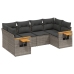 Set de muebles de jardín 6 pzas y cojines ratán sintético gris