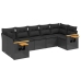 Set de comedor de jardín 7 pzas y cojines ratán sintético negro